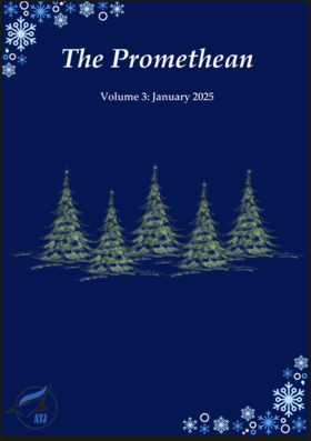 Cover for The Promethean vol. 3.  Has snow flakes on the corners with holiday trees in the centre.